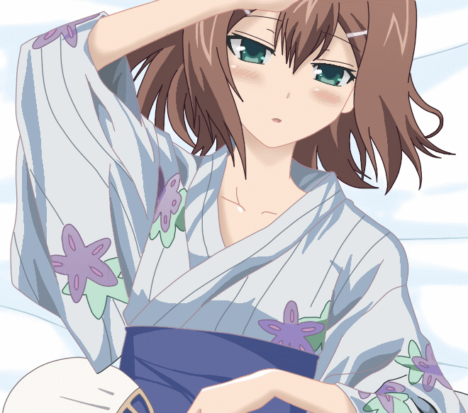 baka_to_test_to_shoukanjuu brown_hair fan green_eyes japanese_clothes kimono kinoshita_hideyoshi lying on_back solo trap tsugurusu_kyohou