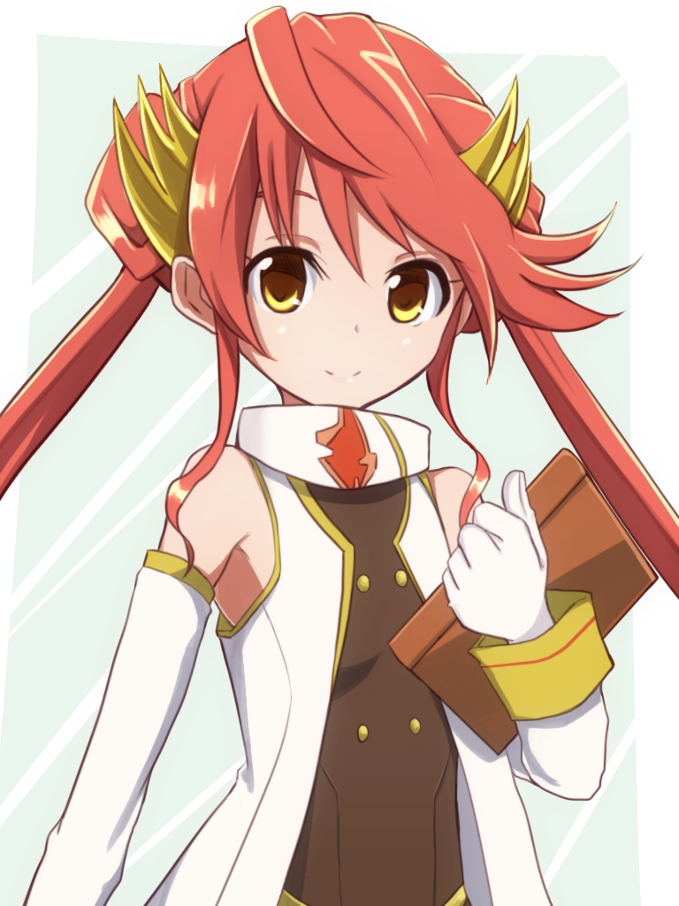 amano_(els573) book character_request detached_sleeves duel_monster flat_chest gagaga_clerk gloves hair_ornaments long_hair looking_at_viewer orange_hair red_hair redhead smile solo white_gloves yellow_eyes yu-gi-oh! yuu-gi-ou yuu-gi-ou_duel_monsters