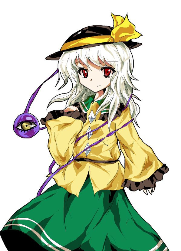 eyes formless_god hat hat_ribbon komeiji_koishi parody red_eyes ribbon silver_hair solo style_parody touhou transparent_background