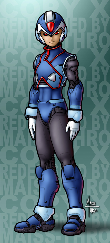android character_name copy_x helmet looking_at_viewer maiss-thro red_eyes robot_joints rockman rockman_zero