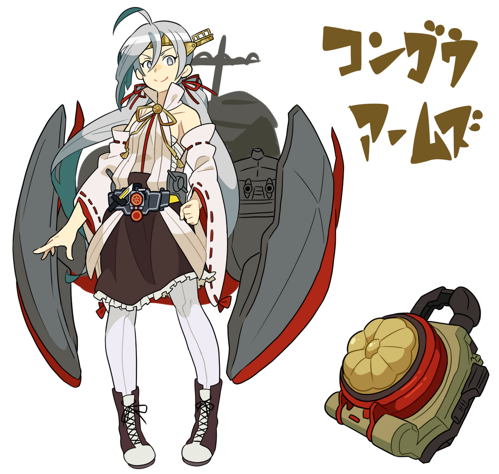 1girl adapted_costume ahoge alternate_costume belt detached_sleeves female hair_ribbon headgear kamen_rider kamen_rider_gaim_(series) kantai_collection kiyoshimo_(kantai_collection) kongou_(kantai_collection)_(cosplay) lock_seed long_hair nontraditional_miko pantyhose parody ribbon rider_belt sengoku_driver solo tagme translated twintails very_long_hair