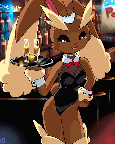 bunny_suit furry g-sun lopunny nintendo pokemon waitress