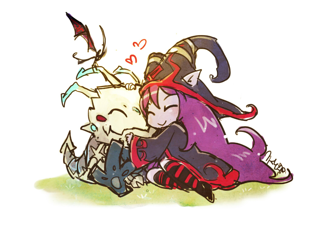 hat heart kog'maw kog'maw league_of_legends long_hair lulu lulu_(league_of_legends) pix purple_hair thigh-highs thighhighs very_long_hair witch_hat