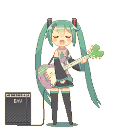 animated animated_gif blush closed_eyes dav-19 detached_sleeves eyes_closed green_hair guitar hair_ornament hatsune_miku instrument leek_onion lowres necktie singing skirt solo spring_onion thigh-highs thighhighs twintails vocaloid zettai_ryouiki