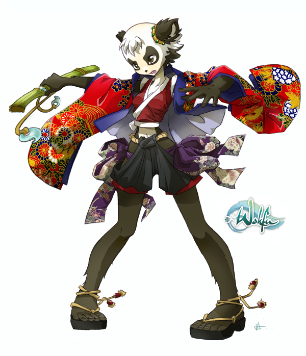 dofus enaibi female japanese_clothing katana midriff panda pandawa plantigrade sandals skimpy solo sword wakfu weapon