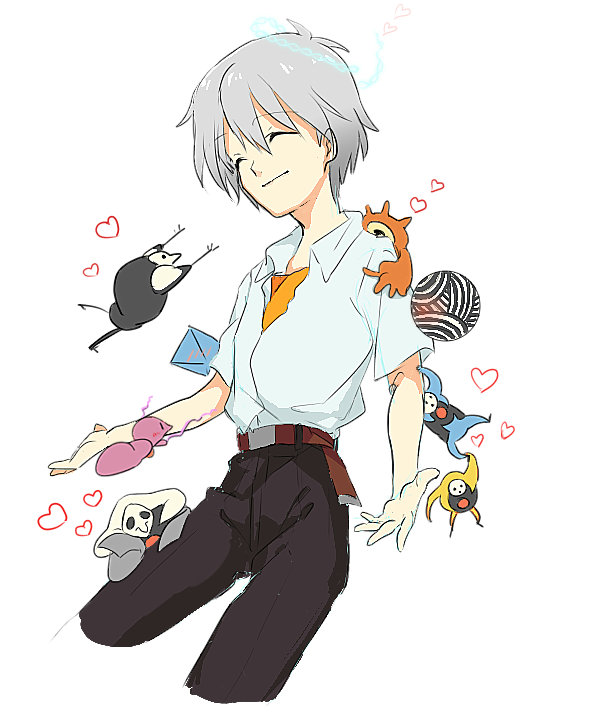 1boy angel_(evangelion) armisael blush closed_eyes eyes_closed heart israfel leliel nagisa_kaworu neon_genesis_evangelion ramiel sachiel sahaquiel school_uniform shamshel short_hair smile tabris white_hair zeruel