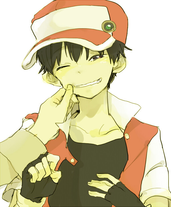 1boy ;) baseball_cap black_hair child hat pokemon pokemon_(game) pokemon_rgby red_(pokemon) red_(pokemon)_(classic) smile tomtomjm wink