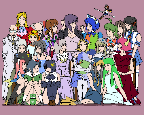 3.1-tan 3boys 6+girls 95-tan 98-tan 98se-tan ahoge aramaki_daisuke artist_request bald bare_shoulders beret blue_hair breasts ce-tan cleavage commentary crossover dos dr_norton dress elbow_gloves flat_chest ghost_in_the_shell gloves green_hair group_picture hat horns kusanagi_motoko large_breasts lindows linux linux-tan long_hair longhorn lowres maid_headdress mcafee me-tan monocle multiple_boys multiple_girls norton nt-tan oekaki open_clothes open_jacket os-tan os9 osx pen personification pink_hair saba-tan school_uniform sitting stethoscope sweater thigh-highs thighhighs wink xp-tan