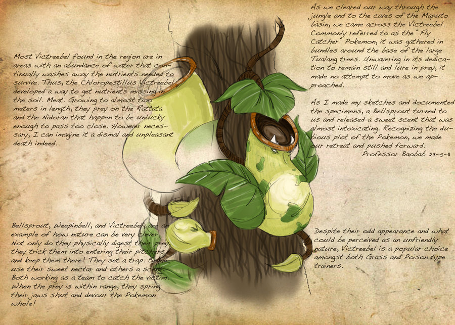 bellsprout english michael_casteel no_humans pokemon realistic text tree victreebel weepinbell