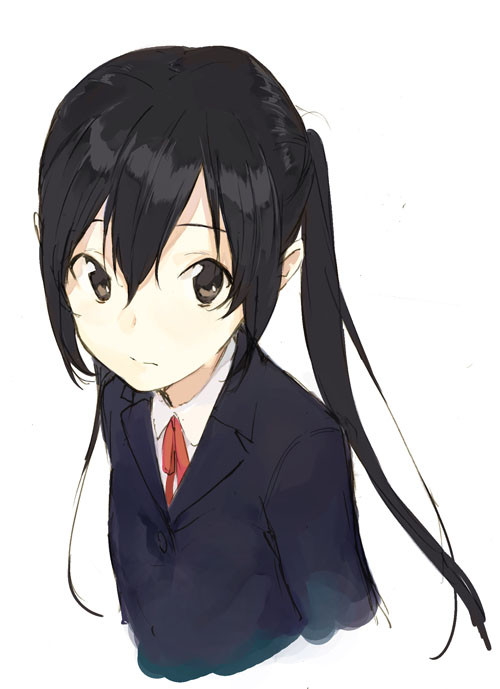 1girl black_hair brown_eyes k-on! nakano_azusa pako ribbon school_uniform sketch twintails