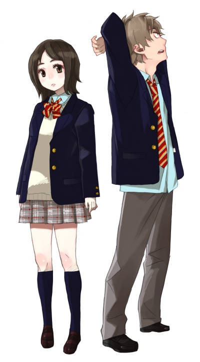 1boy 1girl kazue_kato original school uniform