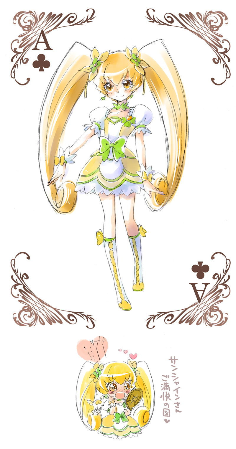 1girl blonde_hair boots cosplay cure_rosetta cure_rosetta_(cosplay) cure_sunshine dokidoki!_precure dress flower hair_flower hair_ornament heartcatch_precure! long_hair magical_girl myoudouin_itsuki potpourri_(heartcatch_precure!) precure ryun twintails wrist_cuffs yellow_eyes