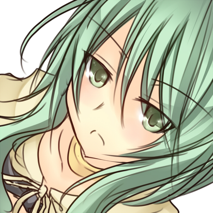 1girl character_request green_eyes green_hair long_hair shintani_tsushiya simple_background solo white_background yuu-gi-ou