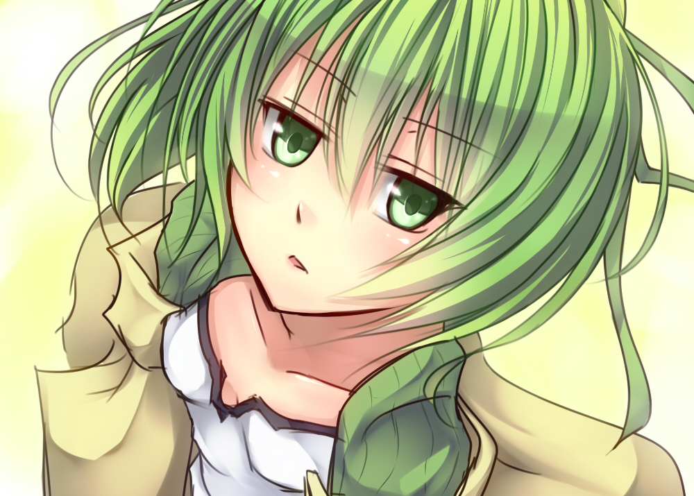 1girl character_request green_eyes green_hair looking_at_viewer shintani_tsushiya short_hair solo yuu-gi-ou