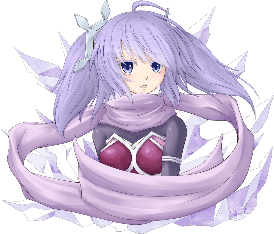 1girl blush breasts character_request looking_at_viewer purple_hair scarf shintani_tsushiya simple_background solo violet_eyes white_background yuu-gi-ou