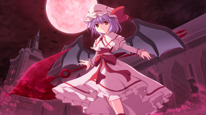 1girl bat_wings cross_(crossryou) highres purple_hair red_eyes remilia_scarlet short_hair solo touhou wings