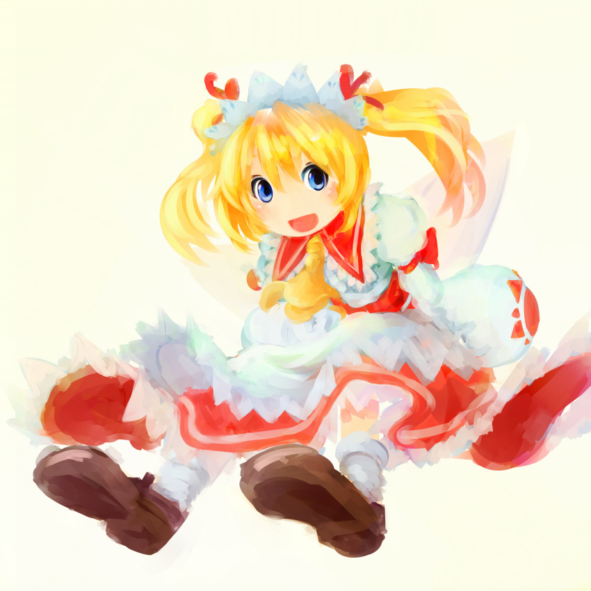 1girl ascot blonde_hair blue_eyes faux_traditional_media highres sakana_(packetsjp) short_hair solo sunny_milk touhou twintails