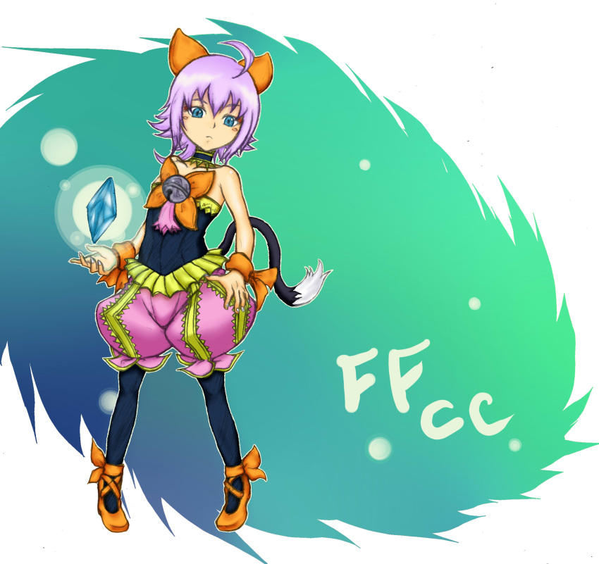 blue_eyes cat_tail crystal ff_gradient final_fantasy final_fantasy_crystal_chronicles highres pantyhose pink_hair sherlotta tail