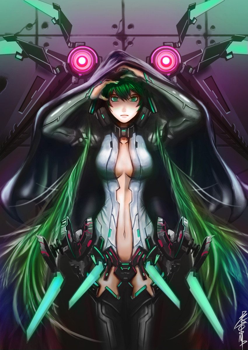 1girl absurdres breasts green_eyes green_hair hatsune_miku highres long_hair miku_append navel solo tagme vocaloid vocaloid_append