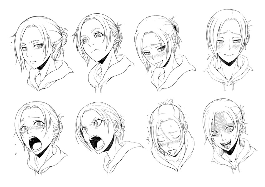 :p annie_leonhardt blonde_hair blue_eyes blush closed_eyes expressions leaf98k open_mouth pale_skin parted_lips shingeki_no_kyojin smile sweat tongue tongue_out turn_pale