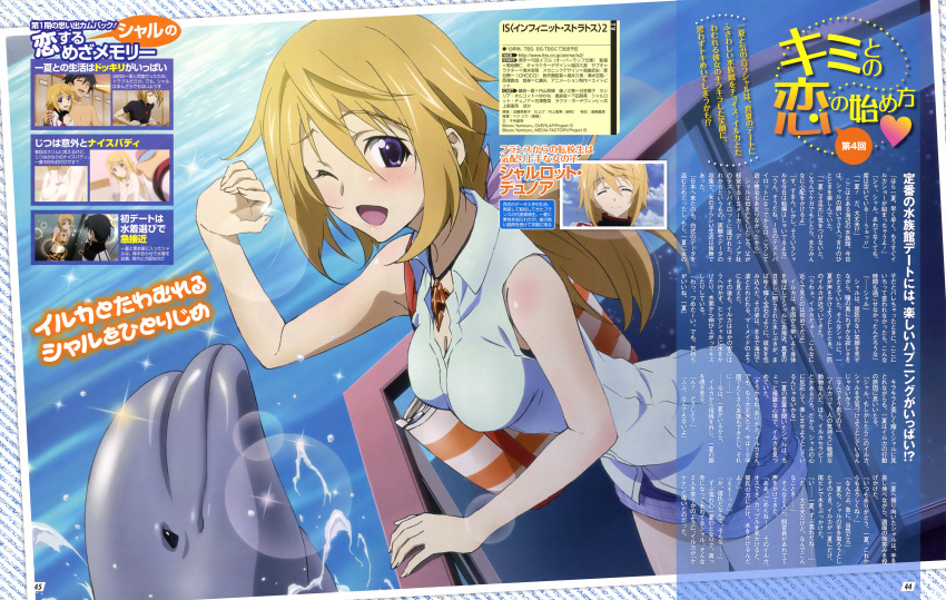 1girl absurdres charlotte_dunois dolphin highres infinite_stratos kondou_natsuko nyantype official_art scan tagme wink