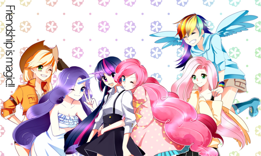 6+girls applejack blonde_hair cutie_mark fluttershy friends multiple_girls my_little_pony my_little_pony_friendship_is_magic personification pink_hair pinkie_pie purple_hair rainbow_dash rainbow_hair rarity twilight_sparkle