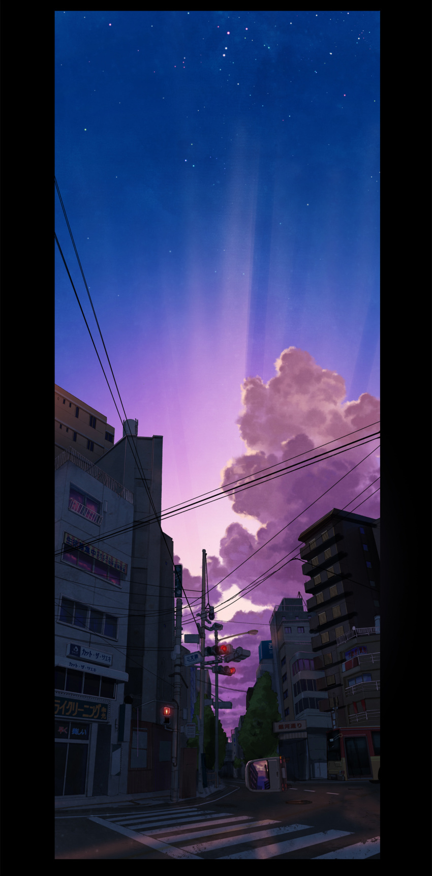 absurdres building clouds highres kurono_kuro original power_lines scenery sky traffic_light
