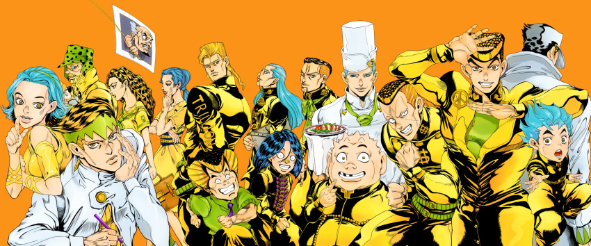 fungami_yuuya gakuran hazamada_toshikazu hazekura_mikitaka higashikata_jousuke highres hirose_kouichi jack-ddd-no13 jojo_no_kimyou_na_bouken joseph_joestar kawajiri_hayato kira_yoshihiro kishibe_rohan kobayashi_tamami kuujou_joutarou nijimura_keichou nijimura_okuyasu official_style school_uniform serafuku shizuka_joestar sugimoto_reimi tonio_trussardi tsuji_aya yamagishi_yukako yangu_shigekiyo