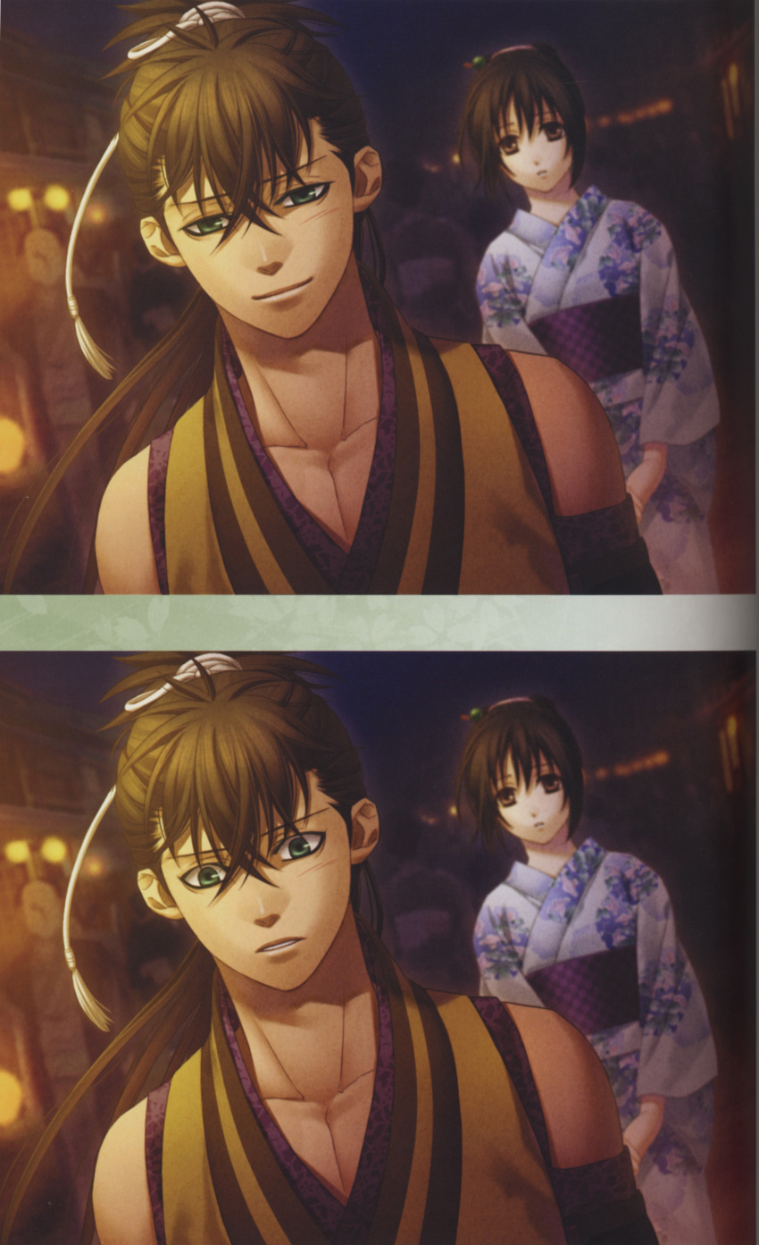 brown_eyes brown_hair hakuouki_shinsengumi_kitan kazuki_yone toudou_heisuke yukimura_chizuru