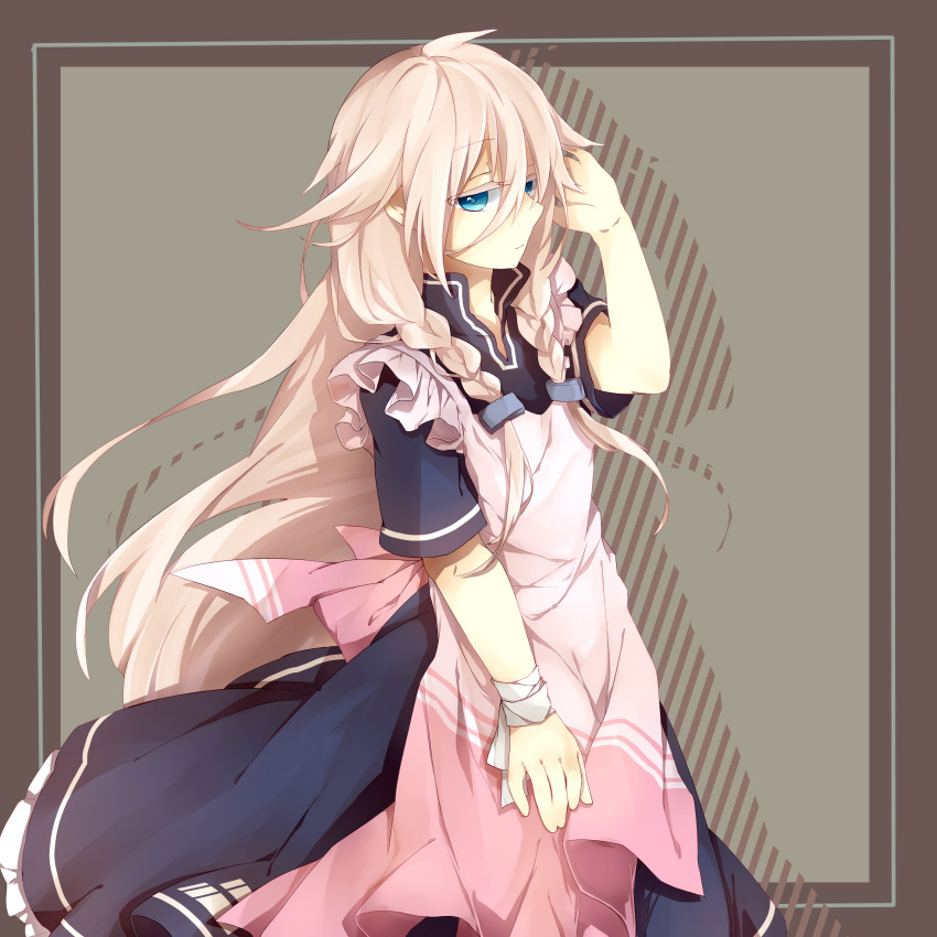 1girl absurdres blonde_hair blue_eyes braid dress highres hokano ia_(vocaloid) kagerou_project long_hair looking_at_viewer mary_(kagerou_project) solo twin_braids vocaloid