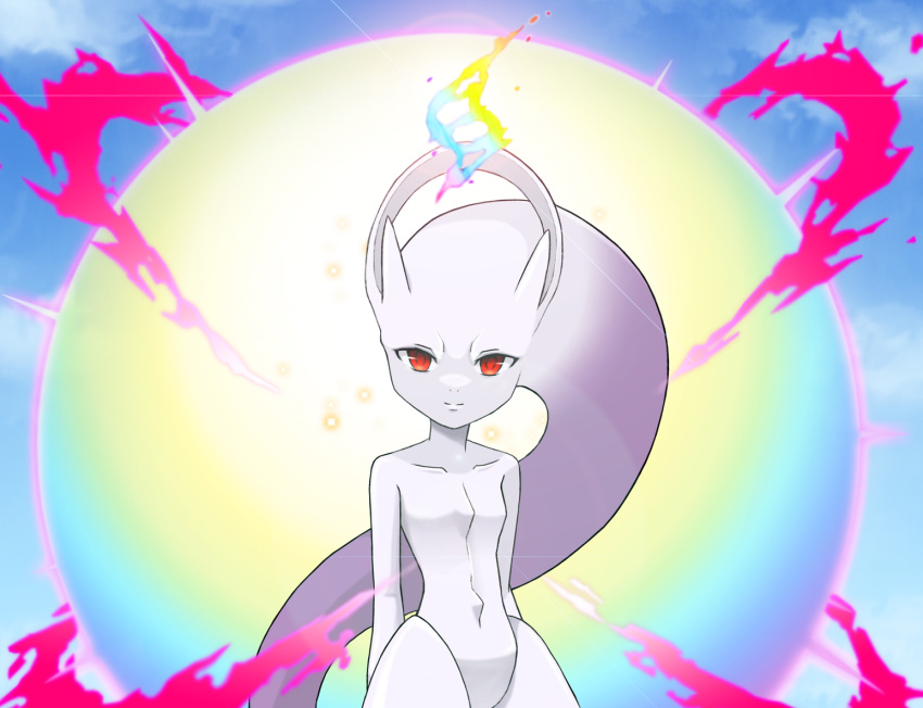 arms_behind_back light_smile mega_mewtwo_y mega_pokemon mewtwo newtop no_humans pokemon pokemon_(creature) pokemon_(game) pokemon_xy red_eyes solo