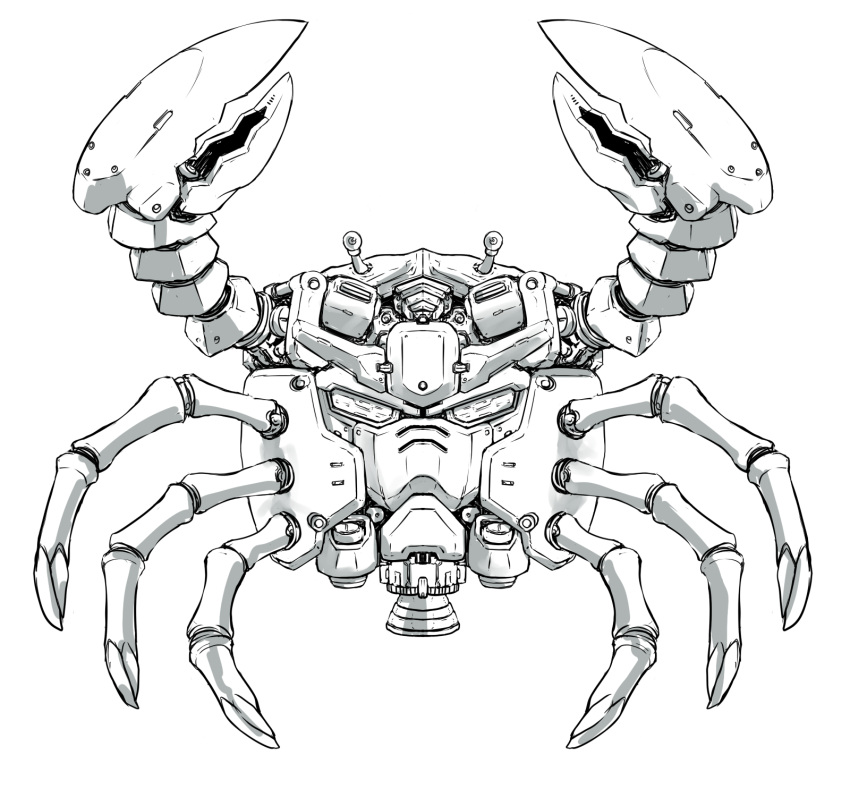 giant_enemy_crab highres ledjoker07 mecha monochrome no_humans simple_background white_background