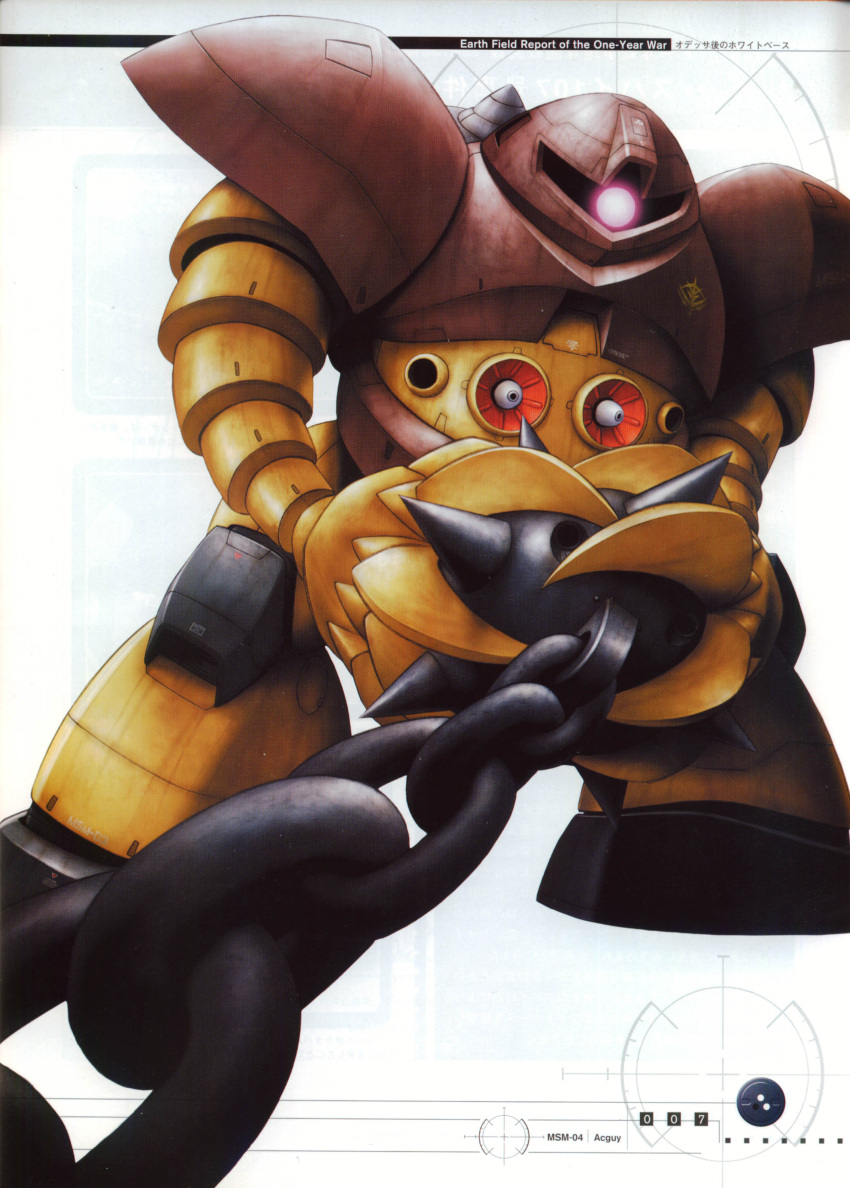 claws gogg gundam highres mecha mobile_suit_gundam scan zeon