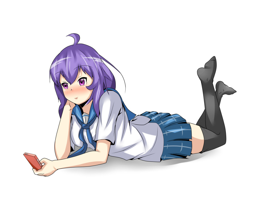 blush highres purple_hair seifuku_shoujo smile stocking_(psg)