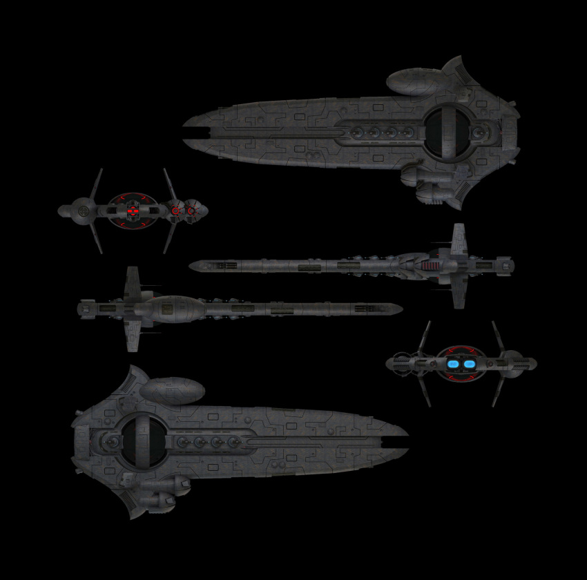 3d advanced_ship_(eve_online) angel_cartel_(eve_online) battlecruiser_(eve_online) black_background cannon commentary concept_art english_commentary eve_online glowing highres military_vehicle minmatar_republic_(eve_online) multiple_views original pirate_faction_(eve_online) realistic science_fiction simple_background spacecraft spacecraft_turret tech_2_ship_(eve_online) thrusters vehicle_focus