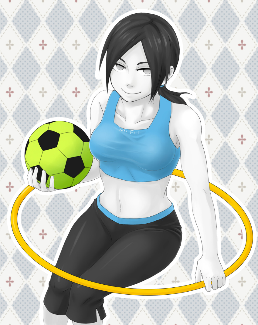 1girl highres navel shitougara solo super_smash_bros. trainer_(wii_fit) wii_fit