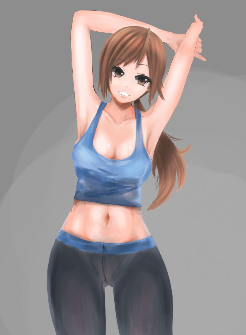 1girl absurdres armpits arms_up highres iqoru navel solo super_smash_bros. trainer_(wii_fit) wii_fit