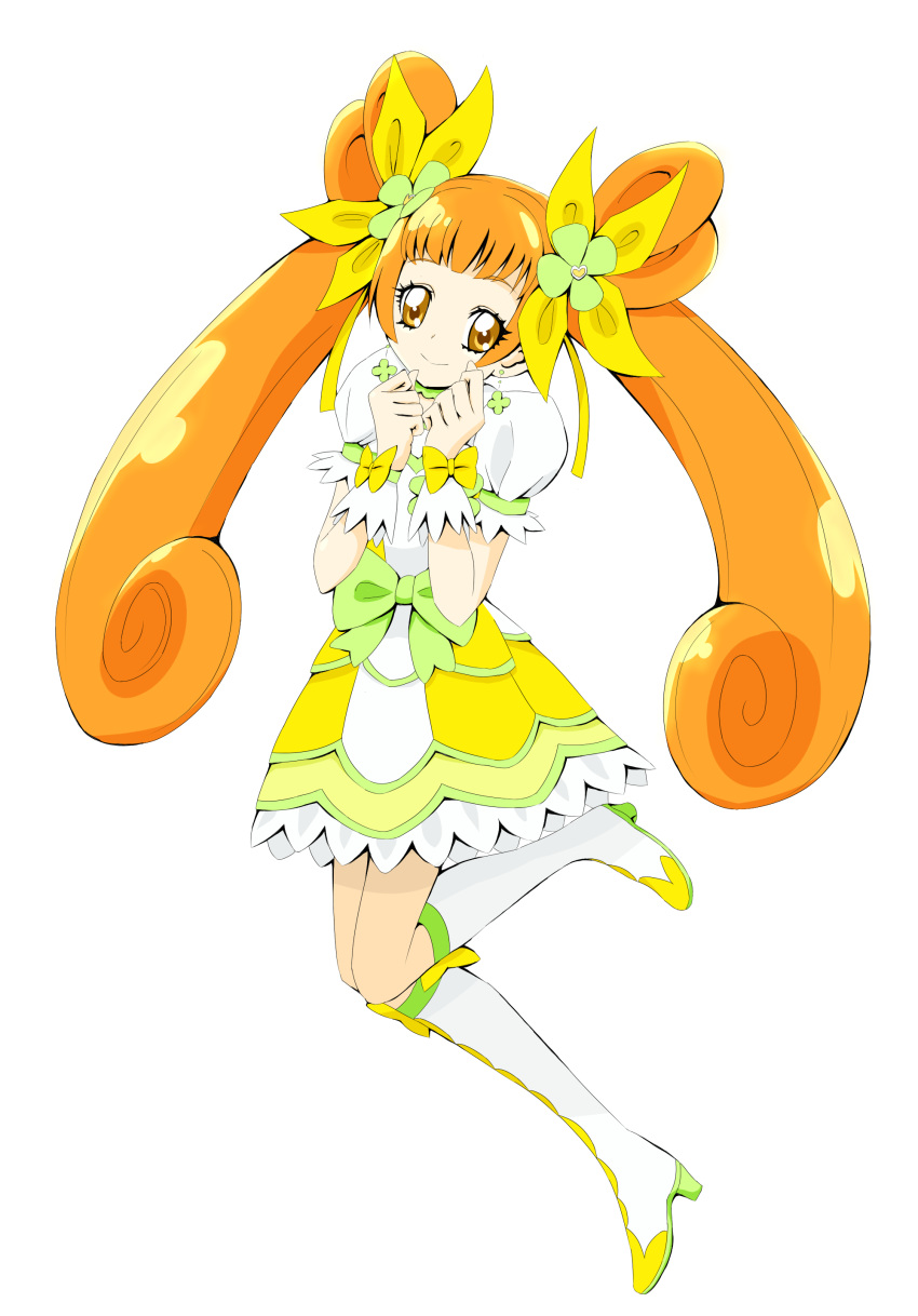 boots cure_rosetta dokidoki!_precure flower long_hair magical_girl orange_eyes orange_hair ribbon smile twintails yotsuba_alice