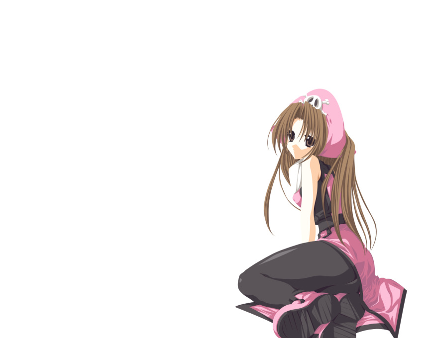 1280x1024 1girl ass black_pantyhose brown_eyes brown_hair female guilty_gear long_hair may panties pantyhose pirate simple_background solo source_request white_background