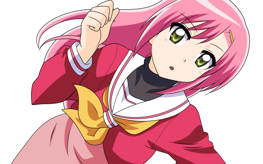 hairpin hayate_no_gotoku! highres katsura_hinagiku long_hair pink_hair school_uniform solo transparent vector wallpaper yellow_eyes