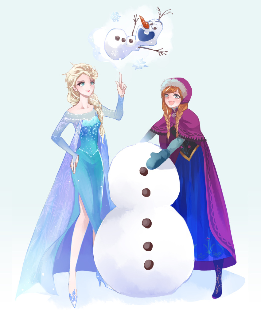 anna disney elsa frozen highres snowman