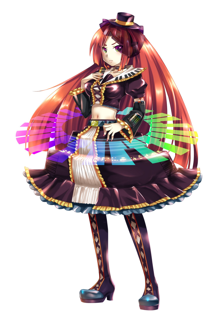 boots caffein choker crossdressing frills gothic gothic_lolita hat headset highres lolita_fashion long_hair male midriff namine_ritsu navel purple_eyes simple_background solo thigh-highs thigh_boots thighhighs trap utau veil very_long_hair violet_eyes