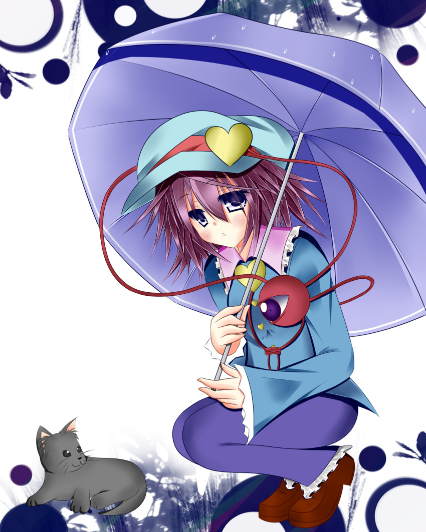 eyes hat heart highres komeiji_satori natsume_tsuki purple_eyes purple_hair short_hair touhou umbrella violet_eyes