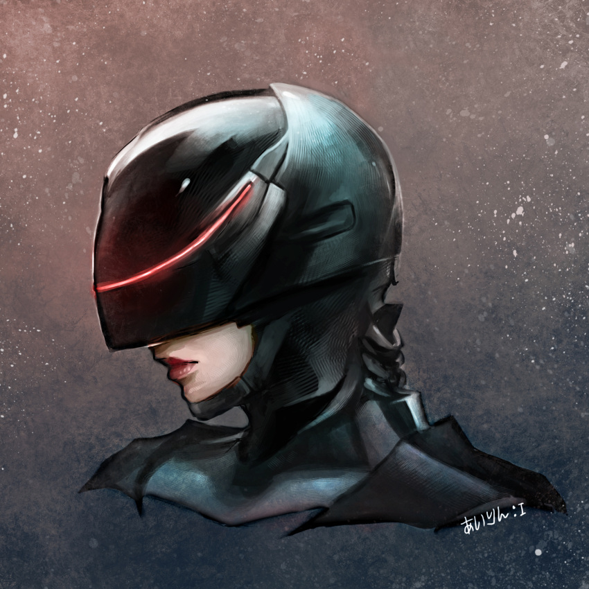 cyborg genderswap helmet highres lips portrait robocop robocop_(character) visor