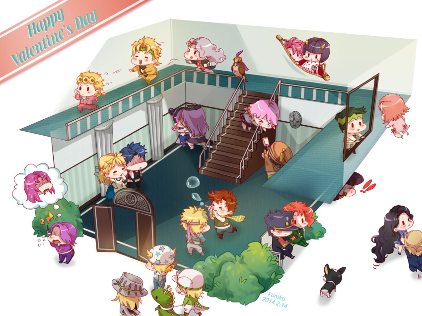 bakusyuu bruno_bucciarati caesar_anthonio_zeppeli chibi diavolo diego_brando dio_brando erina_pendleton giorno_giovanna gyro_zeppeli higashikata_jousuke higashikata_jousuke_(jojolion) highres hirose_kouichi iggy_(jojo) johnny_joestar jojo_no_kimyou_na_bouken jonathan_joestar joseph_joestar_(young) kakyouin_noriaki kishibe_rohan kuujou_jolyne kuujou_joutarou panties pet_shop stairs steel_ball_run stone_mask_(jojo) sugimoto_reimi trish_una underwear vanilla_ice vinegar_doppio yamagishi_yukako zipper