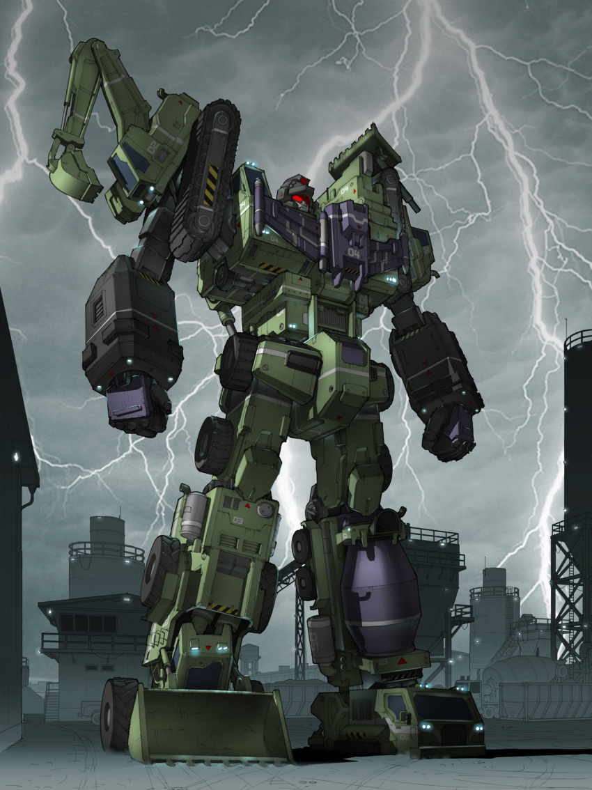 80s cityscape clouds decepticon devastator_(transformers) epic highres mecha oldschool realistic robot science_fiction storm transformers