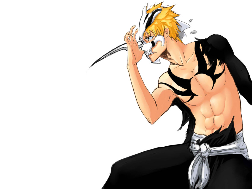 bleach kurosaki_ichigo orange_hair spoilers torn_clothes vizard