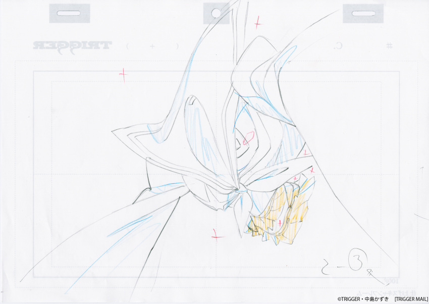 color_trace commentary highres key_frame kill_la_kill living_clothes no_humans official_art partially_colored senketsu sketch trigger_(company)
