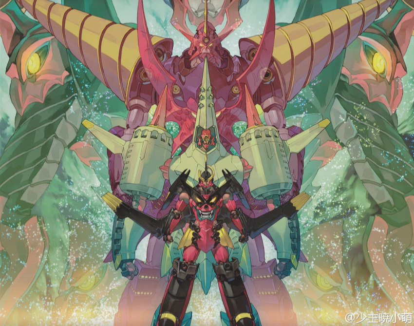 arc_gurren-lagann chouginga_gurren-lagann drill epic gurren-lagann highres official_art size_difference space super_robot tengen_toppa_gurren-lagann_(mecha) tengen_toppa_gurren_lagann yoshinari_you