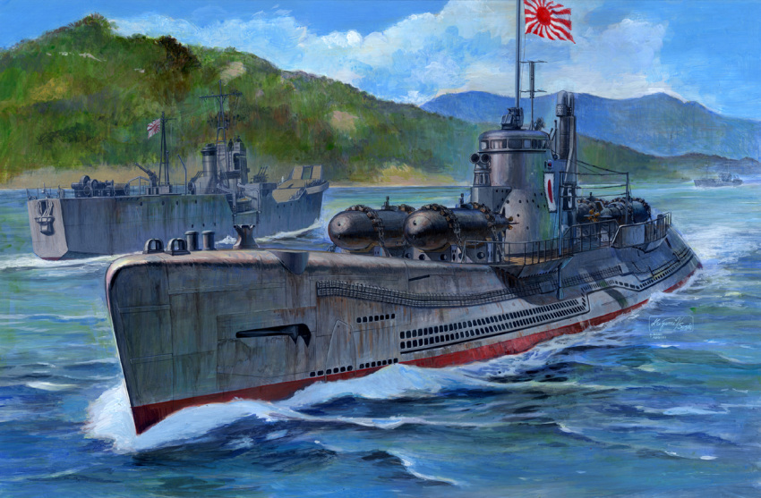 flag imperial_japanese_navy koizumi_kazuaki_production rising_sun ship submarine tagme world_war_ii